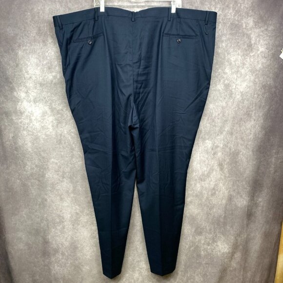 Roundtree Yorke Travel Smart Pants 54x32 Blue Gabardine Classic Fit Flat Front - Picture 2 of 10